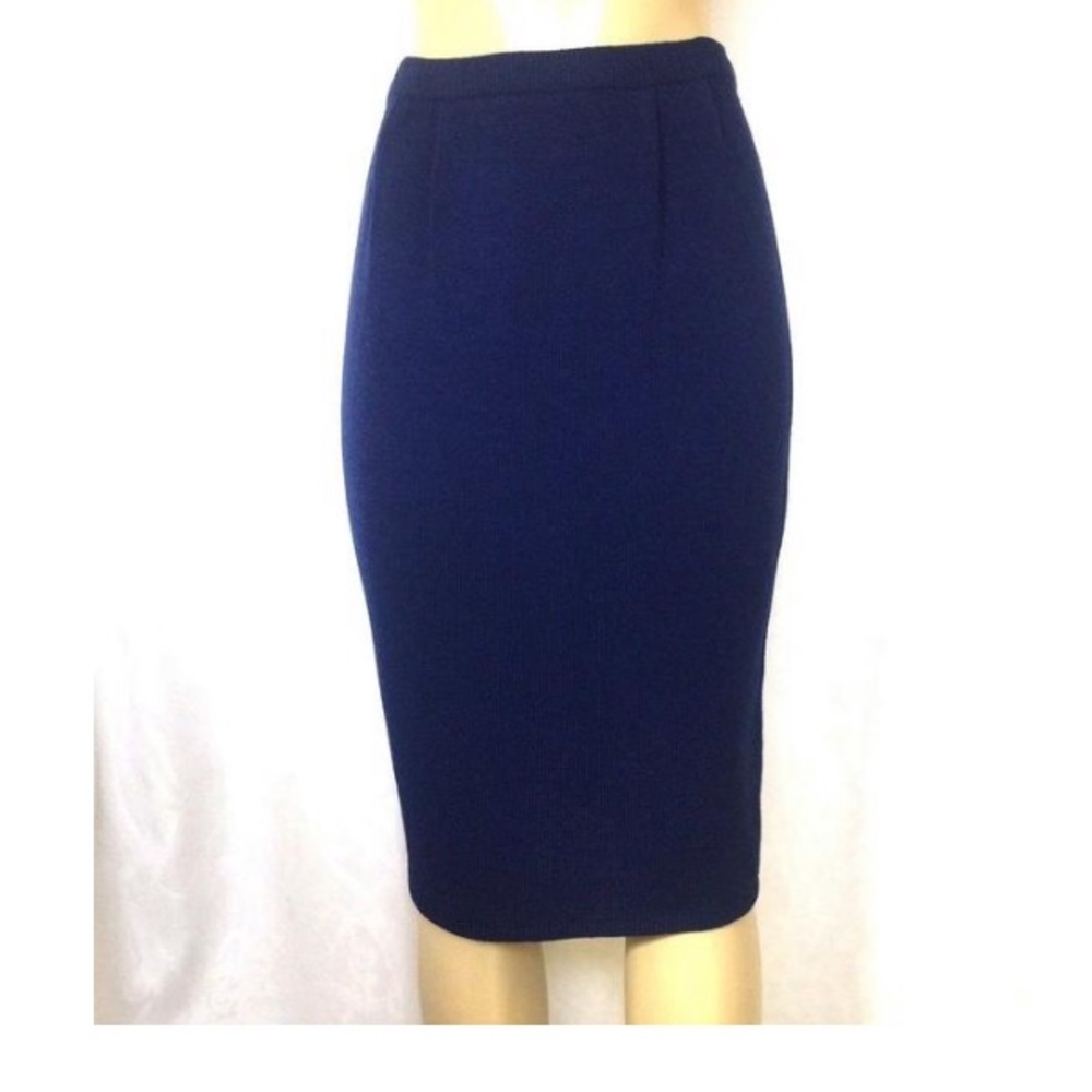 St John Navy Santana Knit Midi Skirt